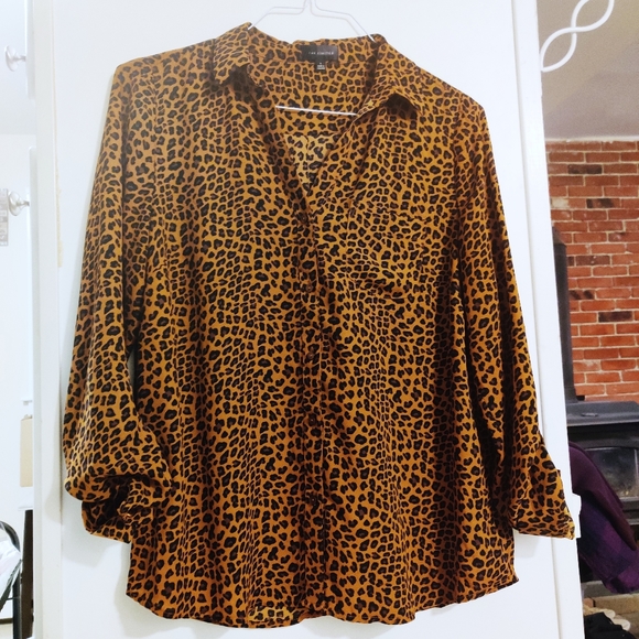 The Limited Tops - THE LIMITED Cheetah Print Button Down Shirt L